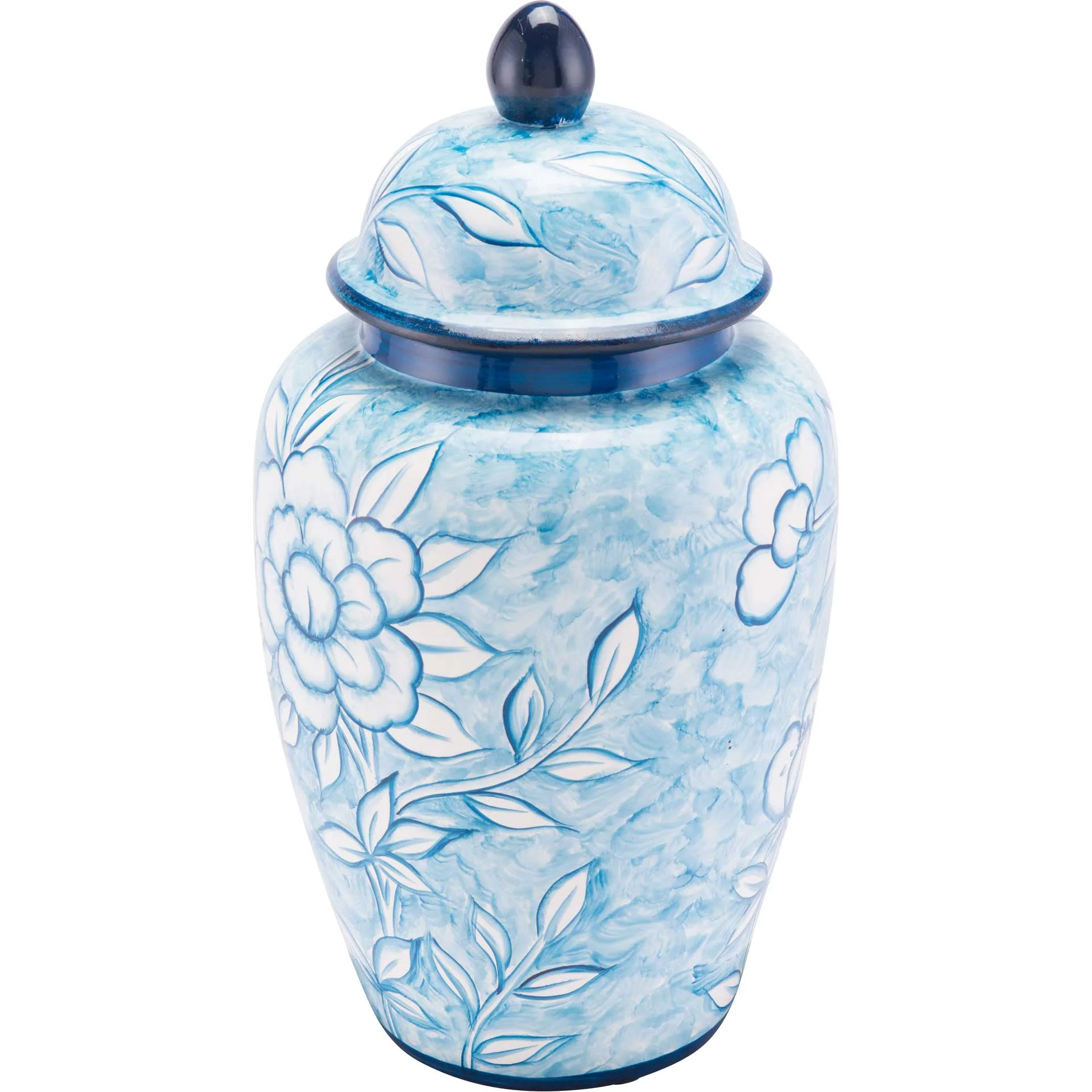 Flower Temple Jar Blue/White - Image 2