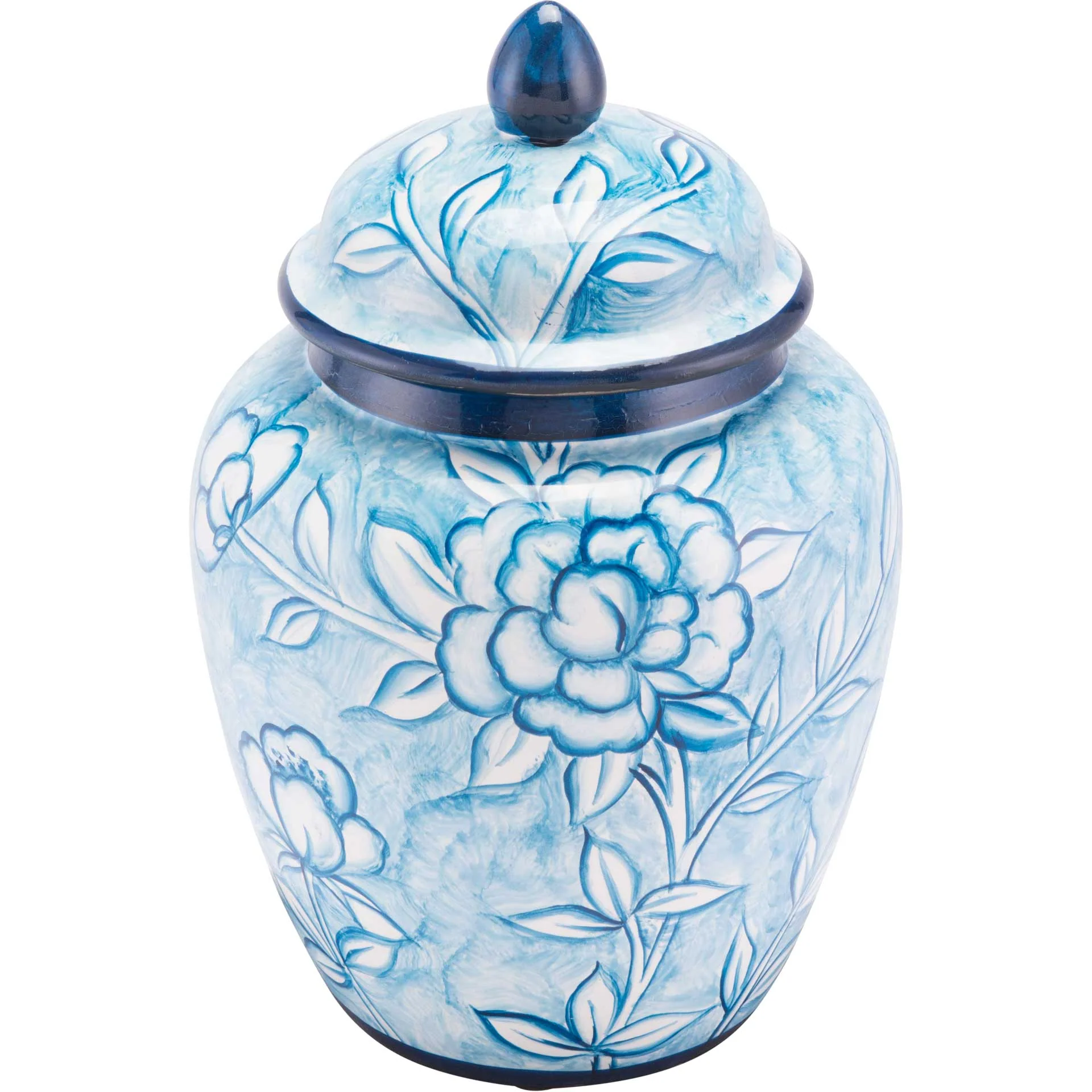 Flower Temple Jar Blue/White - Image 3
