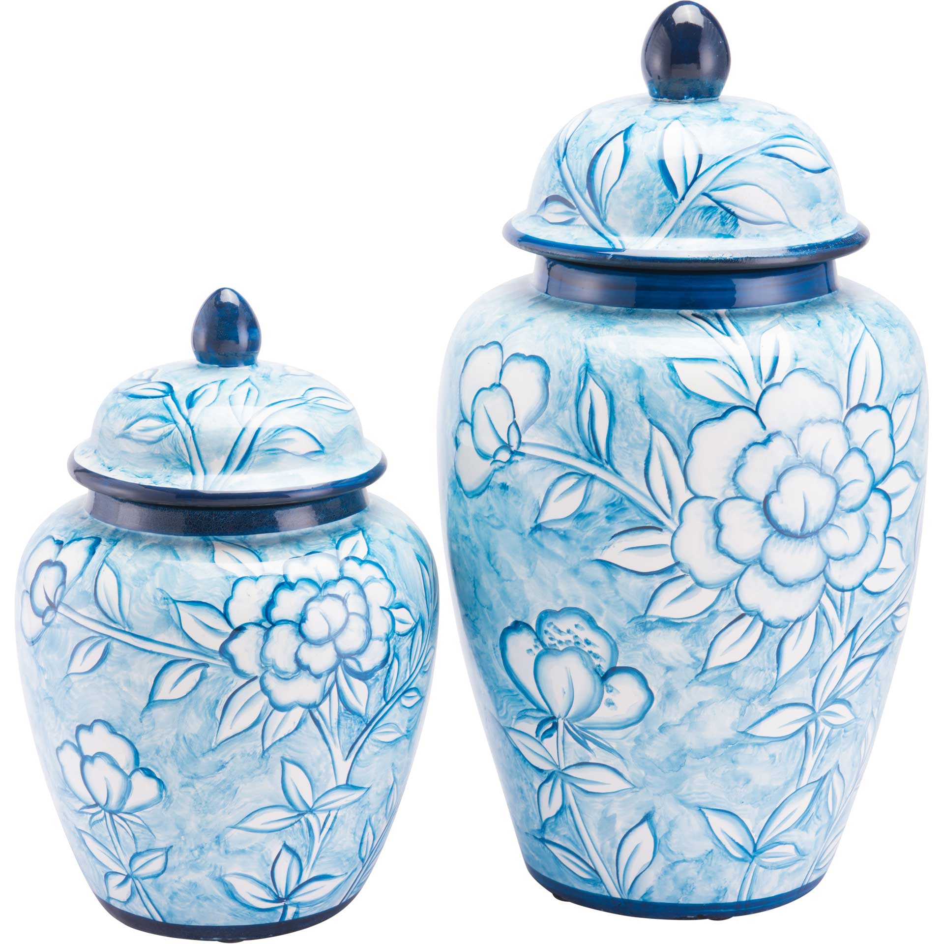 Flower Temple Jar Blue/White - Image 5