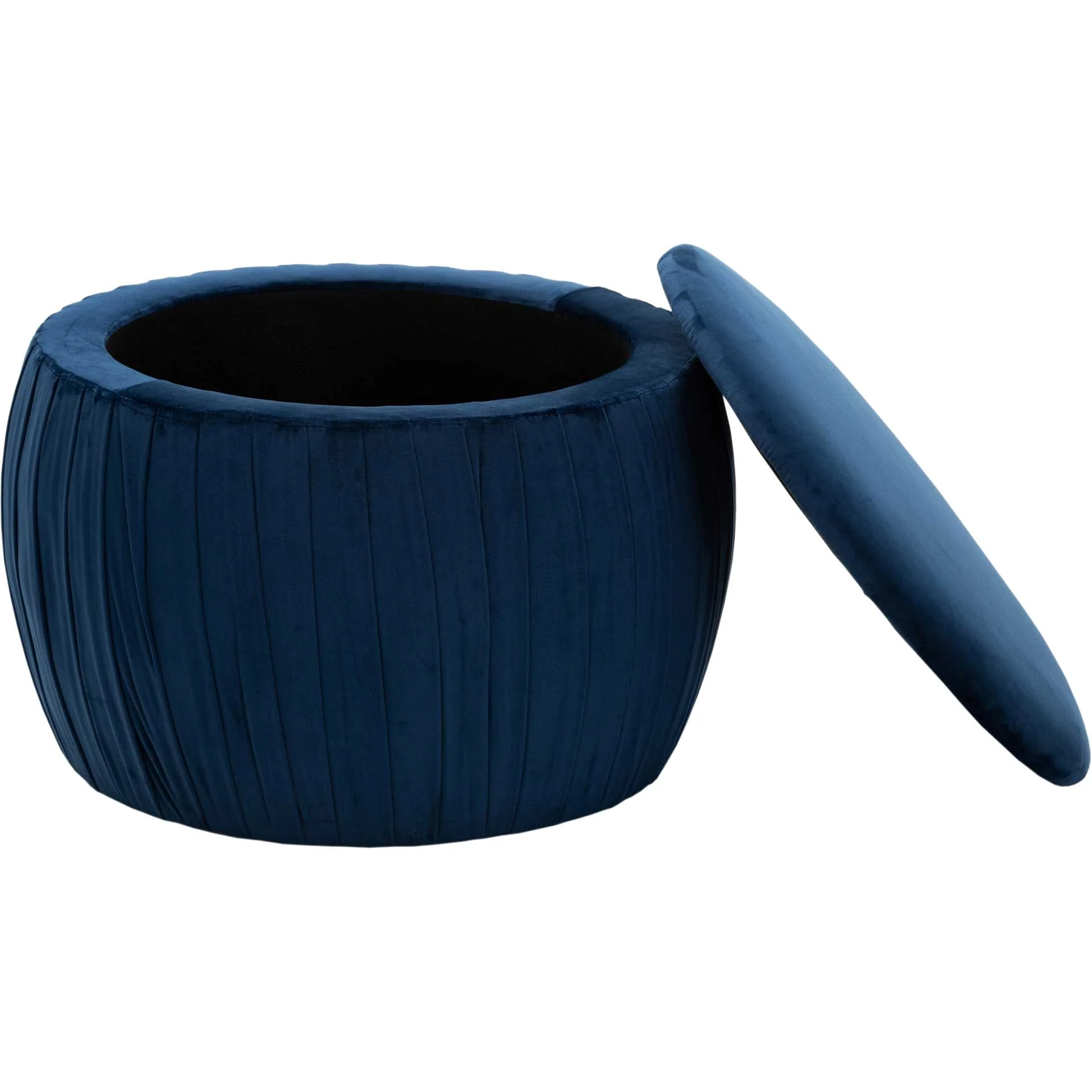 Flower Velvet Storage Ottoman Navy - Image 3