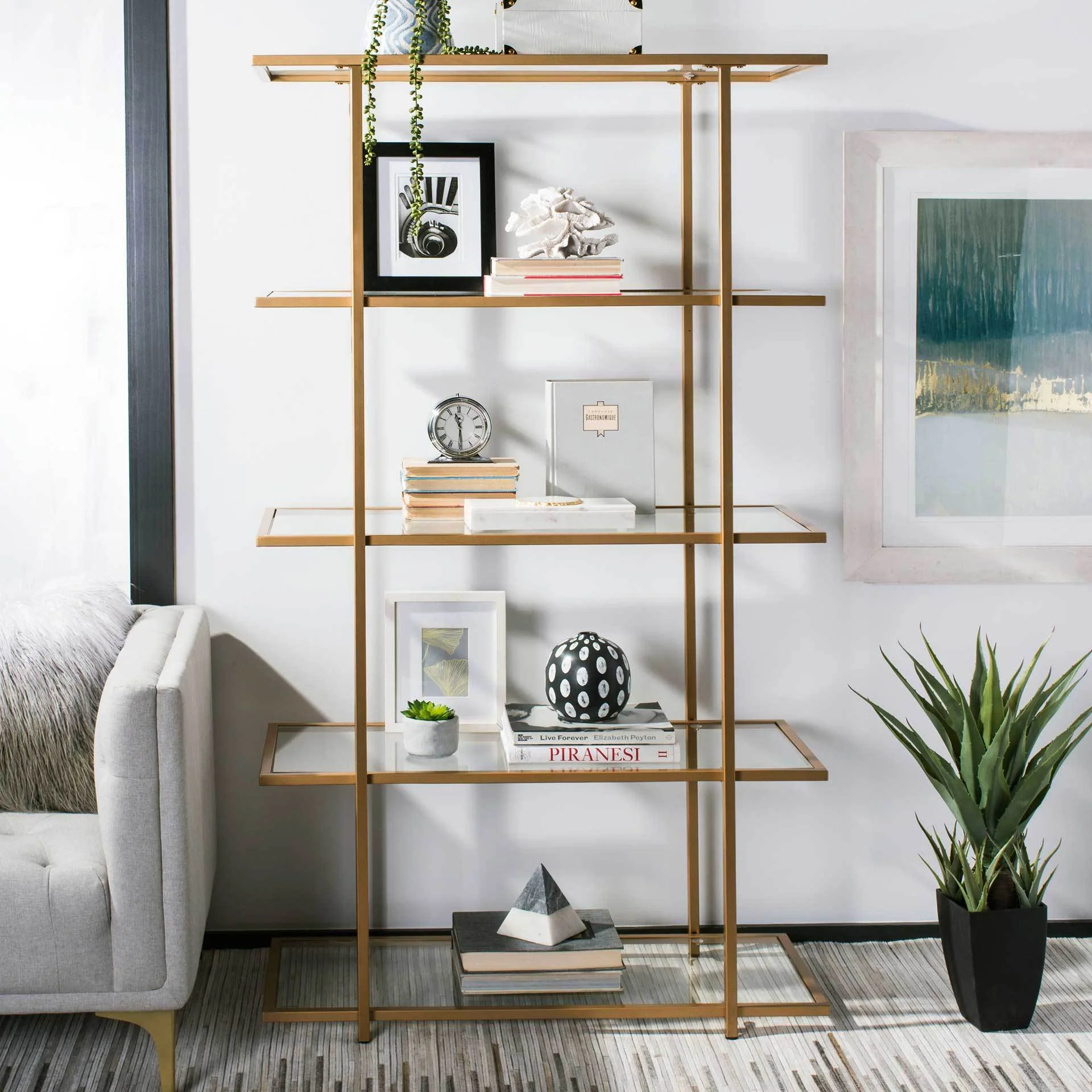 Franco 5 Tier Etagere Gold/Clear - Image 4