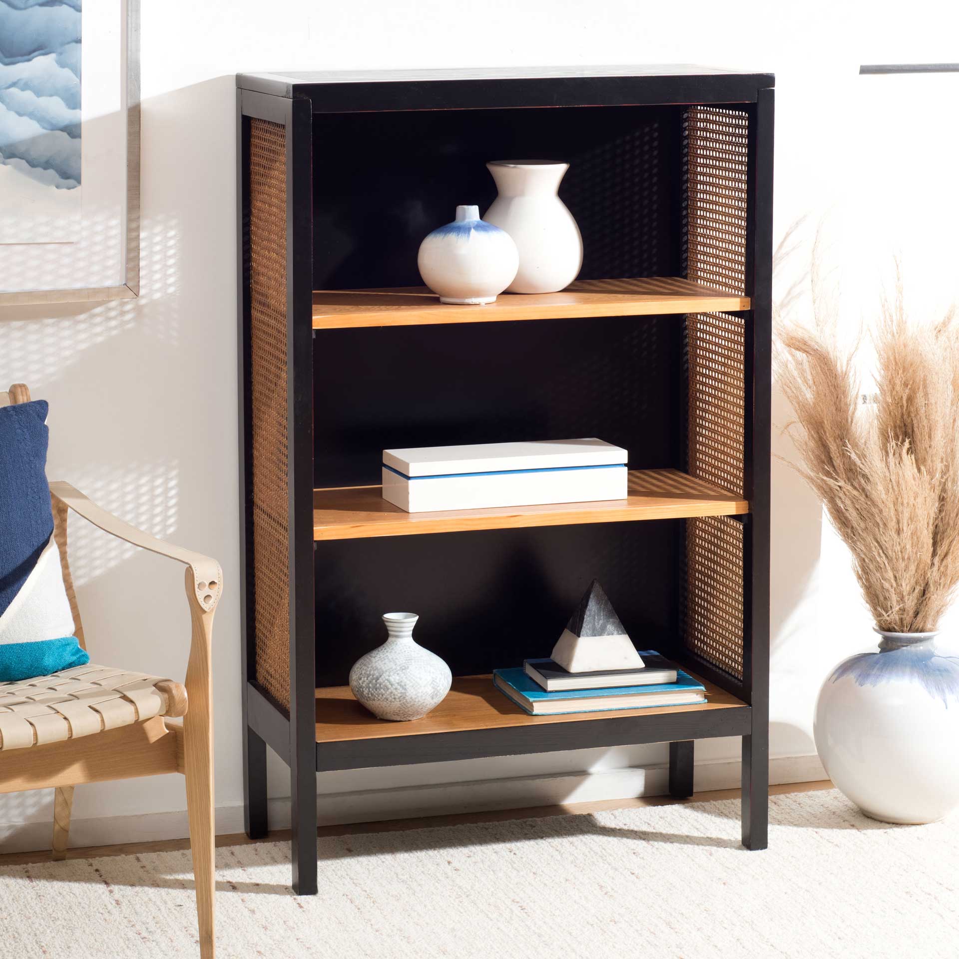Franklin 3 Shelf Wood Back Etagere Black/Light Natural - Image 4