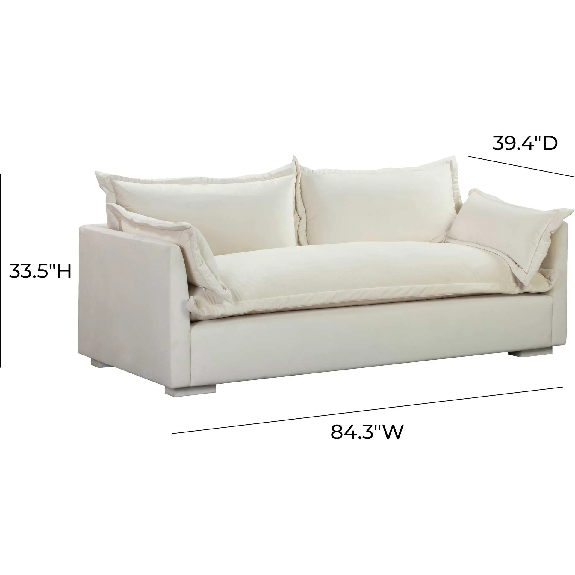 Franklin Velvet Sofa Cream - Image 7