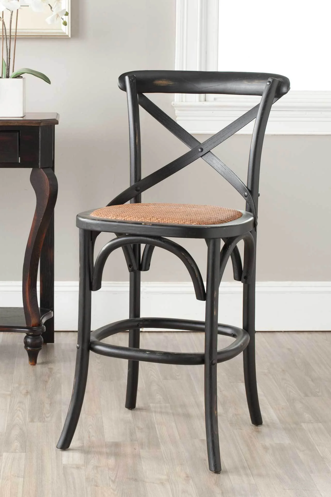 Frederick X Back Bar Stool Distressed Hickory/Medium Brown - Image 9