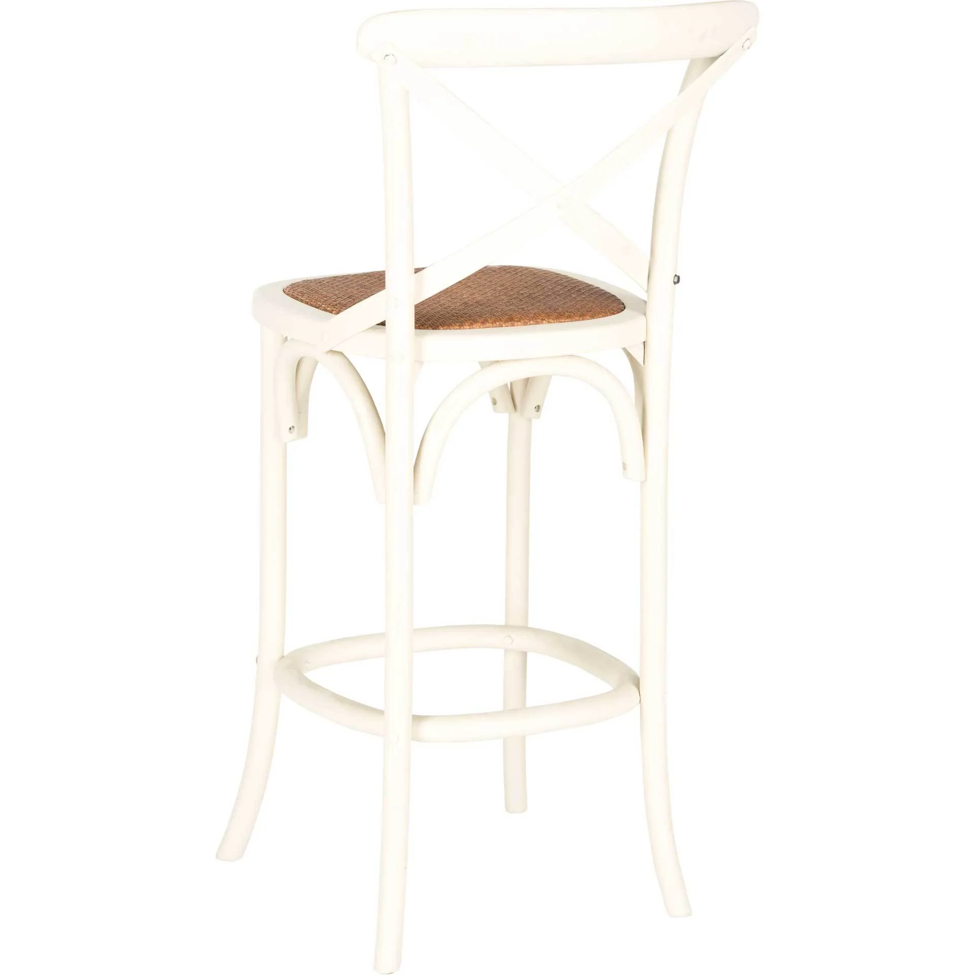 Frederick X Back Bar Stool Distressed Ivory/Medium Brown - Image 3