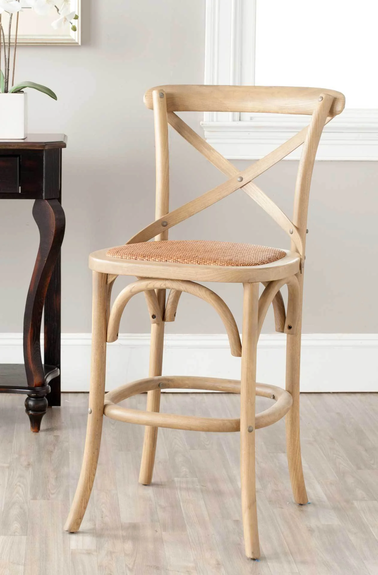 Frederick X Back Bar Stool Weathered Oak/Medium Brown - Image 10