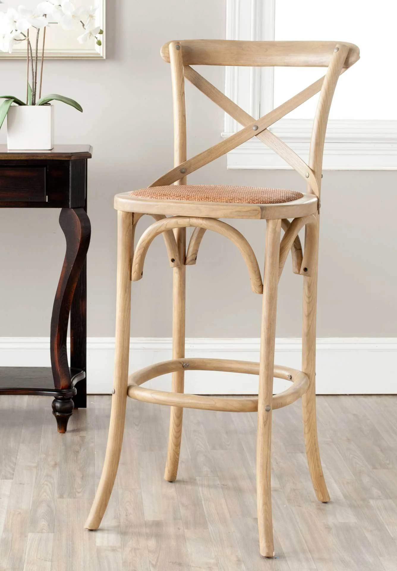 Frederick X Back Bar Stool Weathered Oak/Medium Brown - Image 5