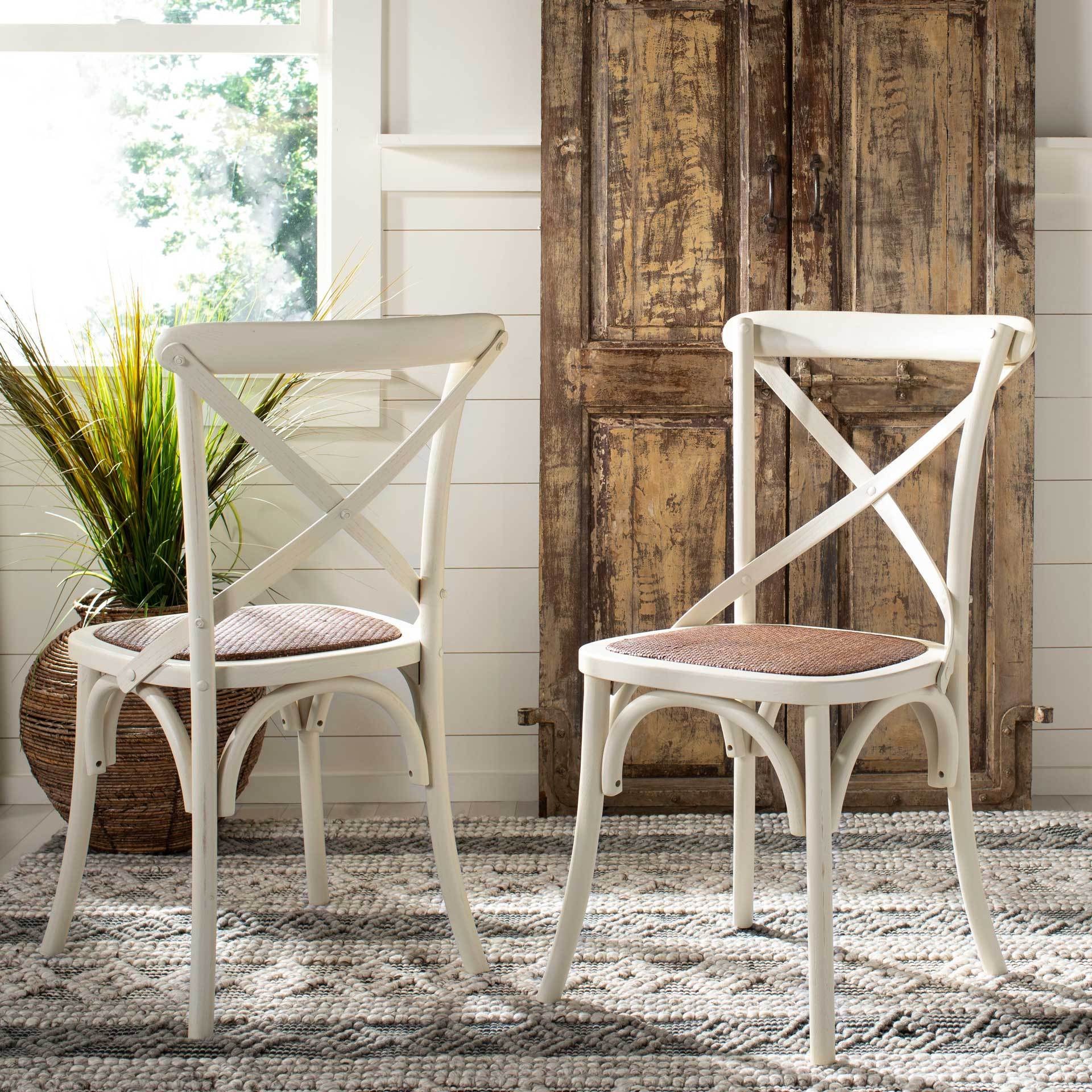 Frederick X Back Farmhouse Chair Distressed Ivory (Set of 2) - Image 7