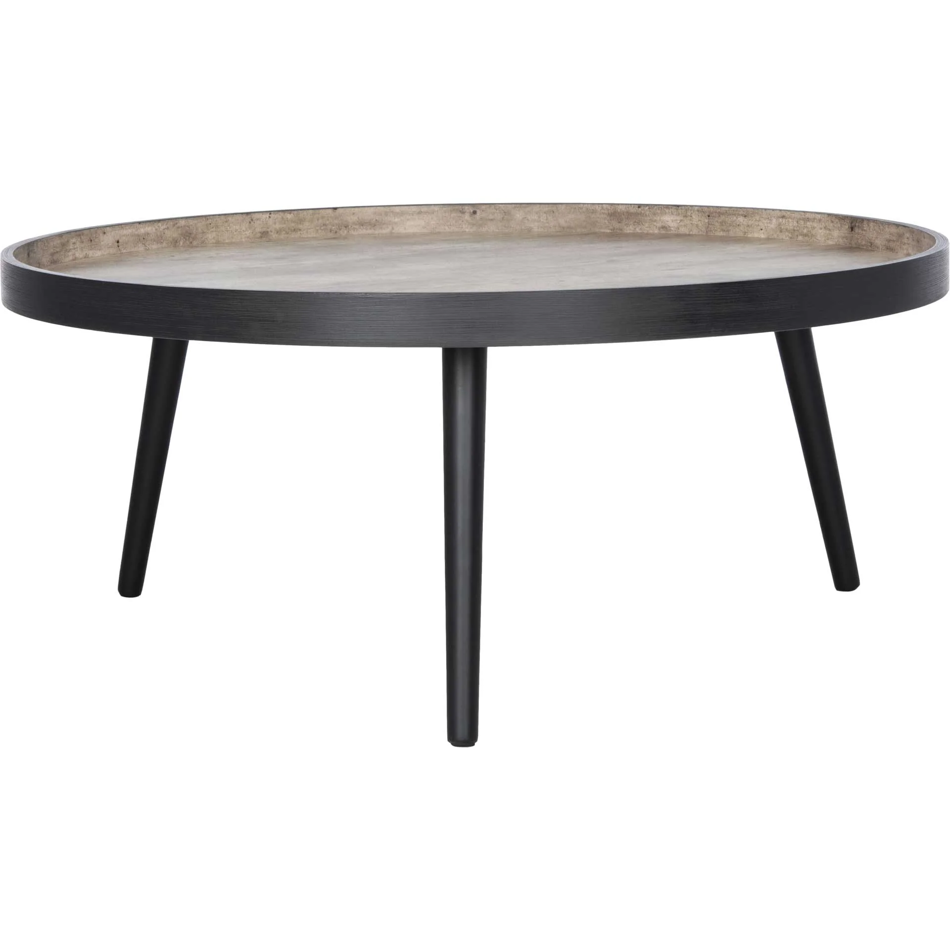 Freya Round Tray Top Coffee Table Light Gray/Black - Image 2