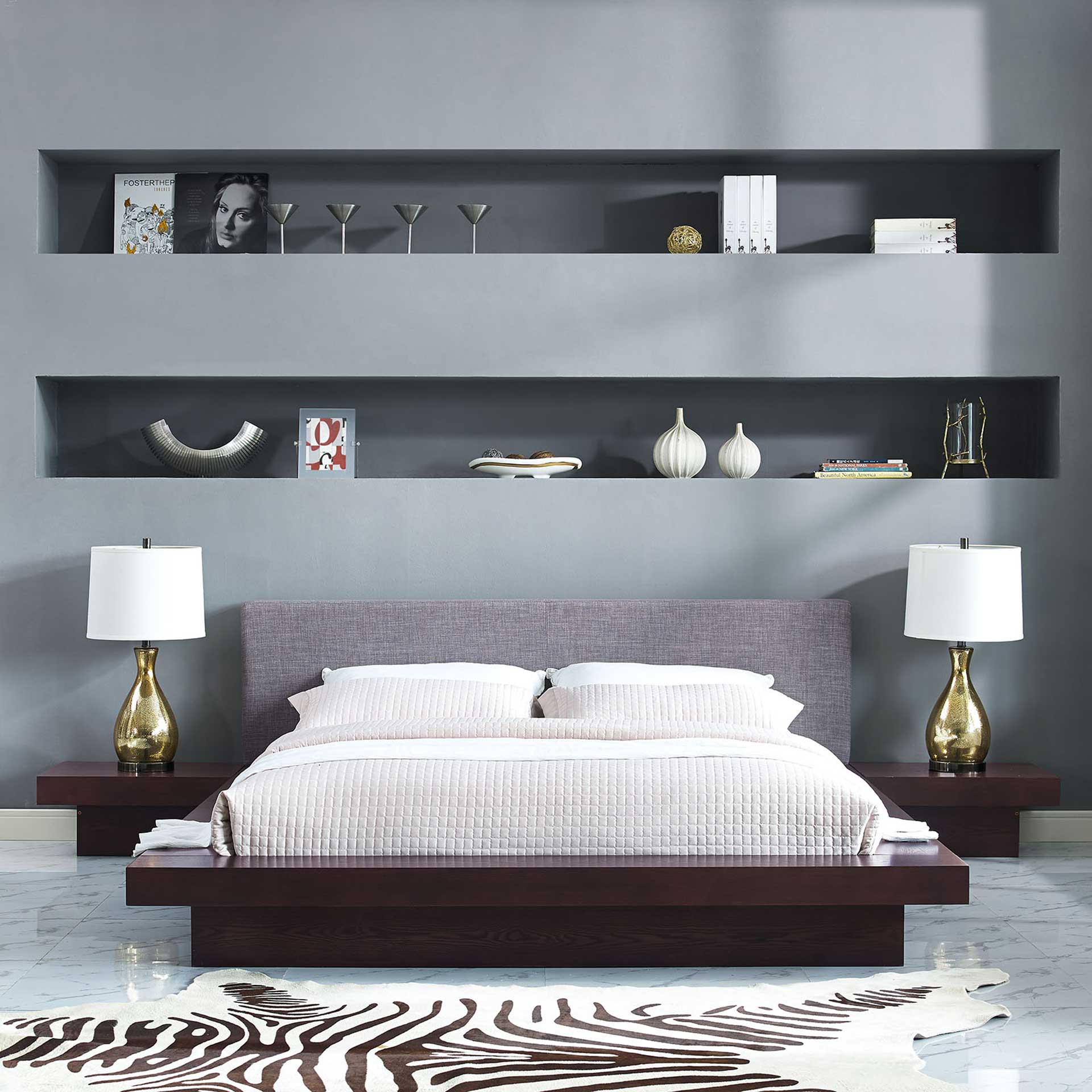 Freyja 3 Piece Fabric Bed Cappuccino/Gray - Image 2