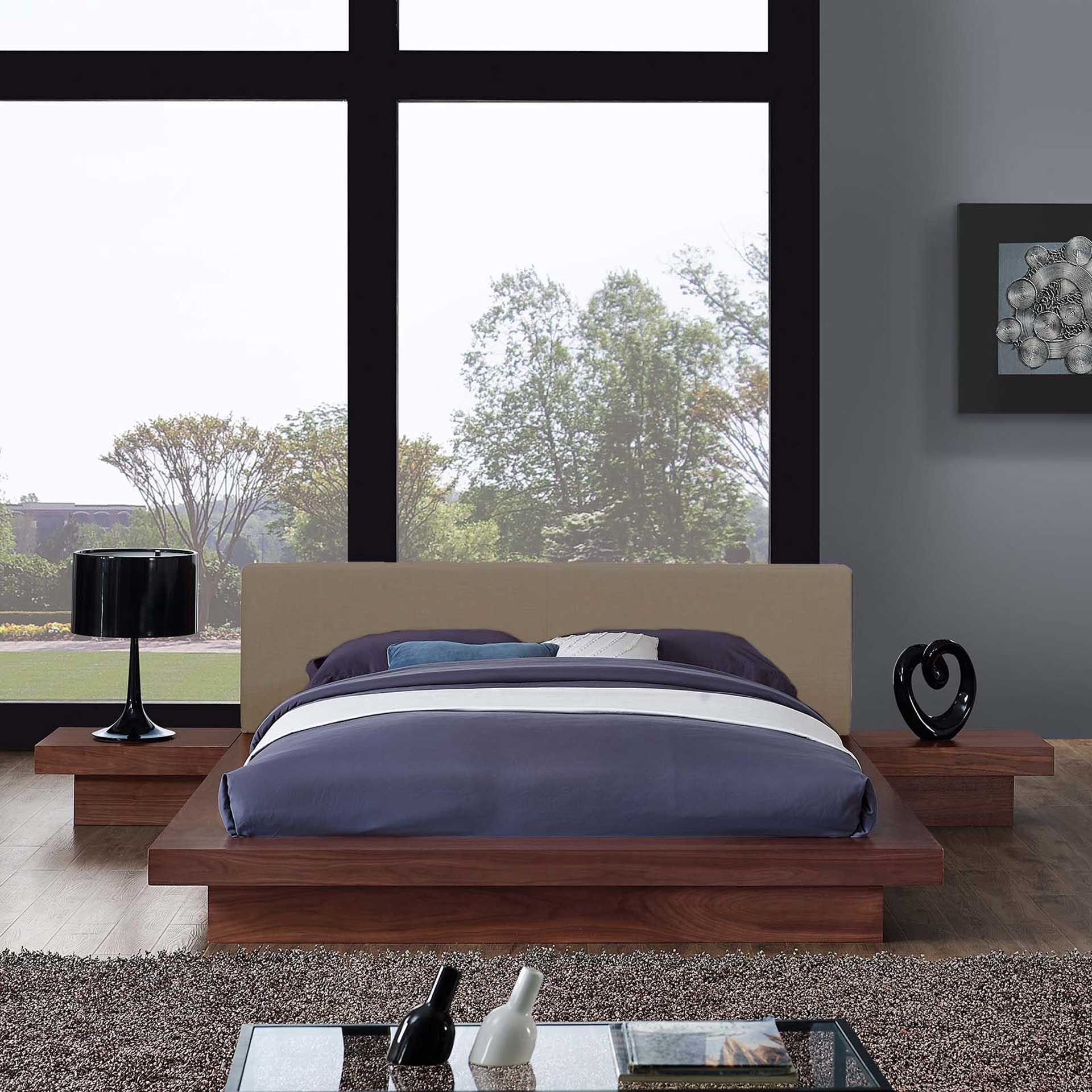 Freyja 3 Piece Fabric Bed Walnut/Latte - Image 2