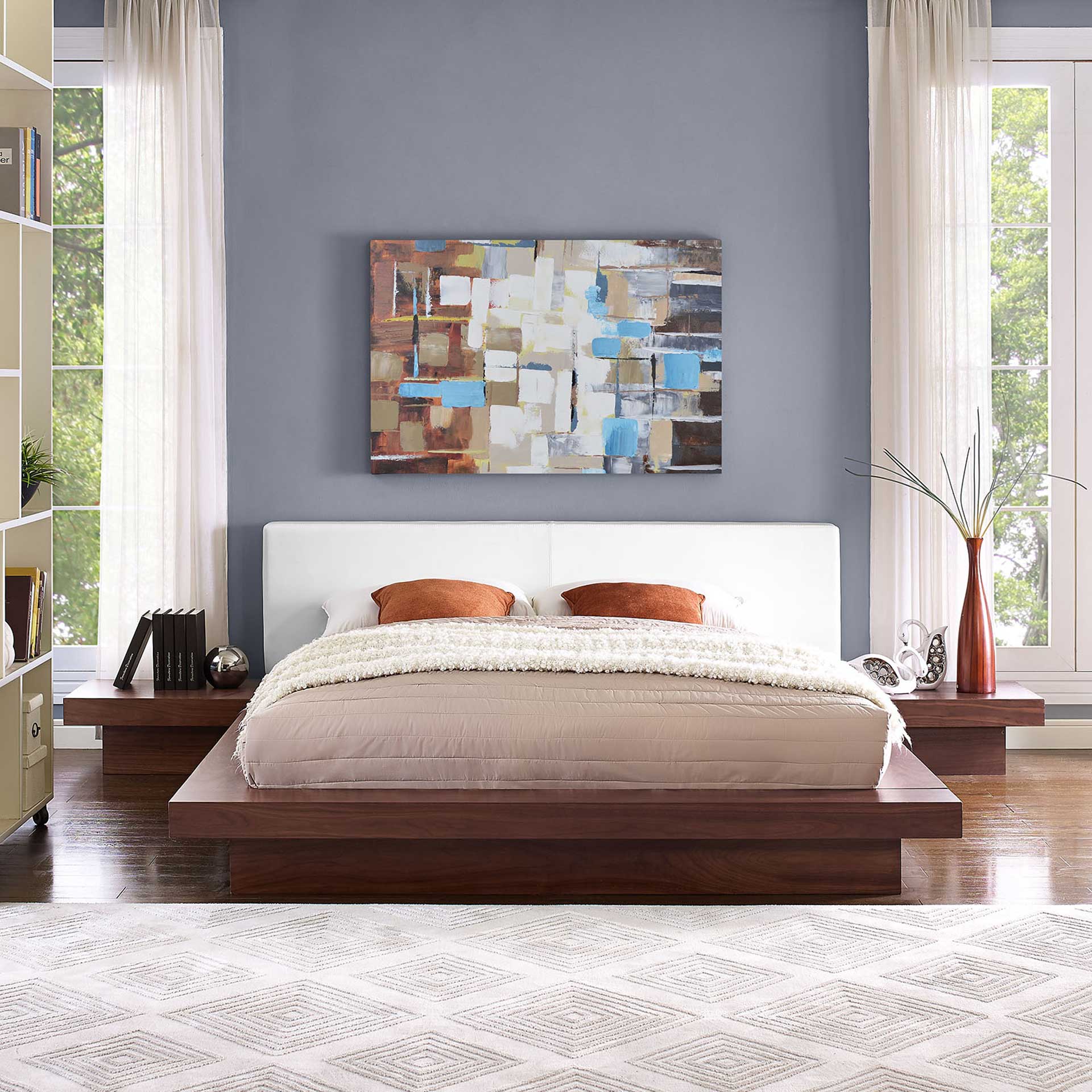 Freyja 3 Piece Vinyl Bed Walnut/White - Image 2