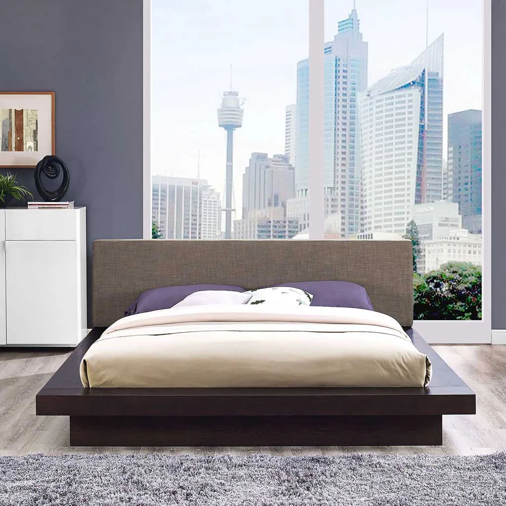 Freyja Fabric Platform Bed Cappuccino/Brown - Image 5