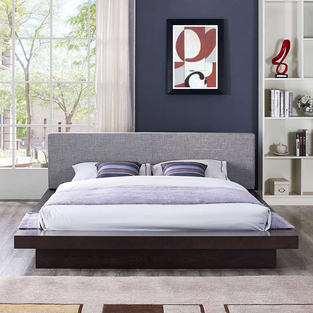 Freyja Fabric Platform Bed Cappuccino/Gray - Image 5