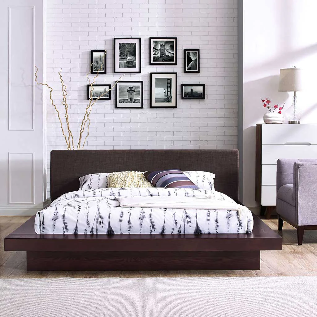 Freyja Fabric Platform Bed Cappuccino/Latte - Image 5