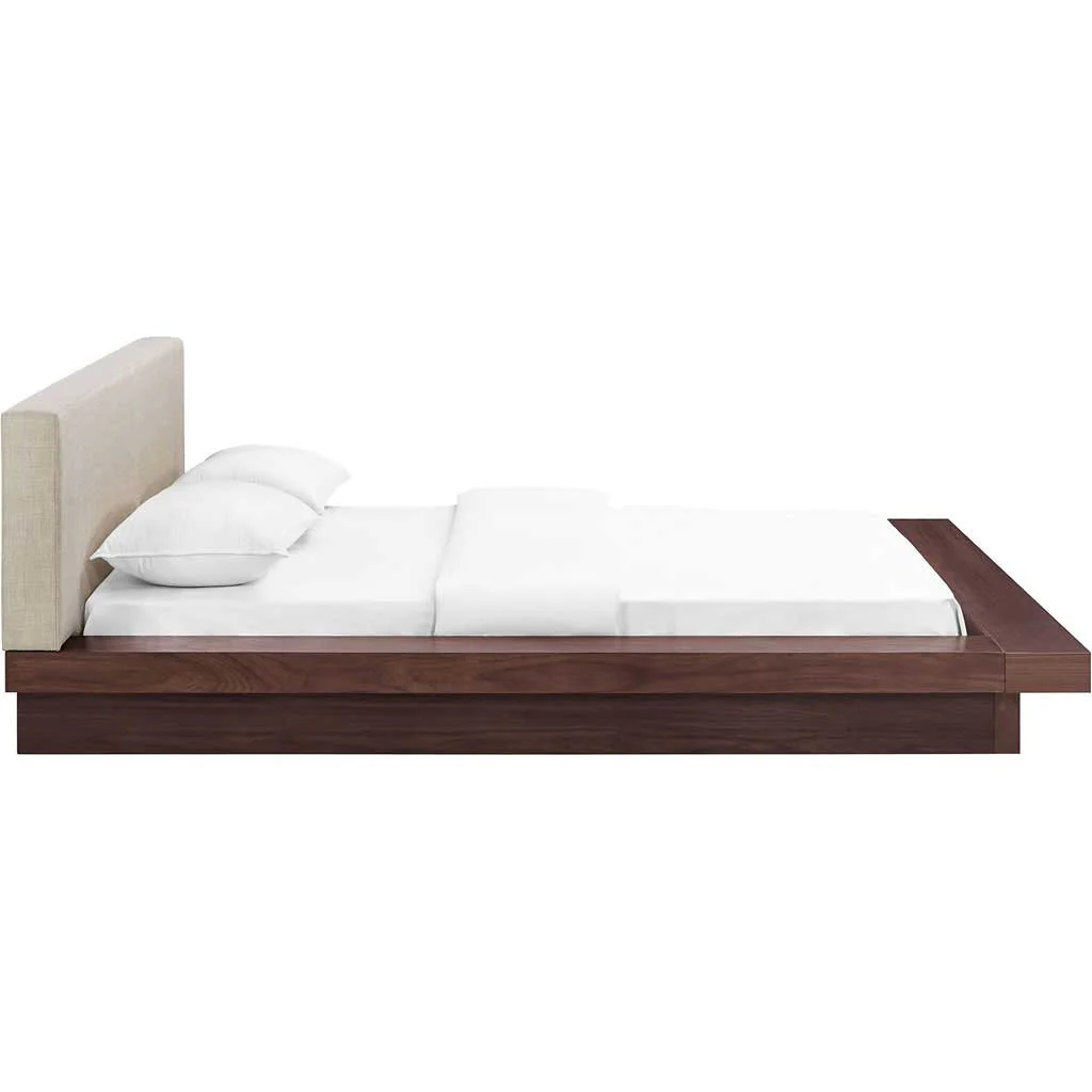 Freyja Fabric Platform Bed Walnut/Beige - Image 2