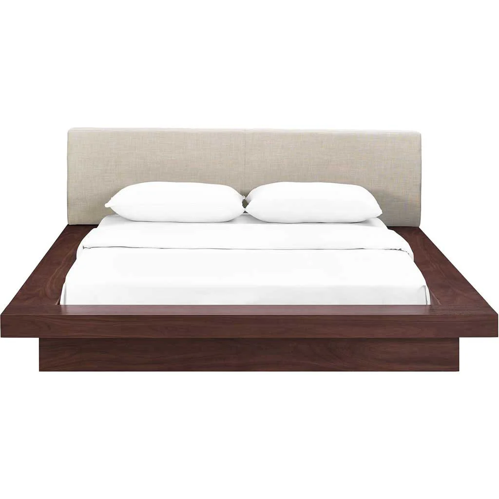 Freyja Fabric Platform Bed Walnut/Beige - Image 3
