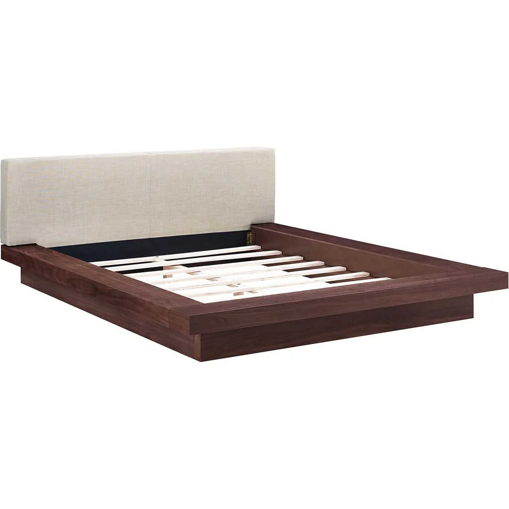 Freyja Fabric Platform Bed Walnut/Beige - Image 4