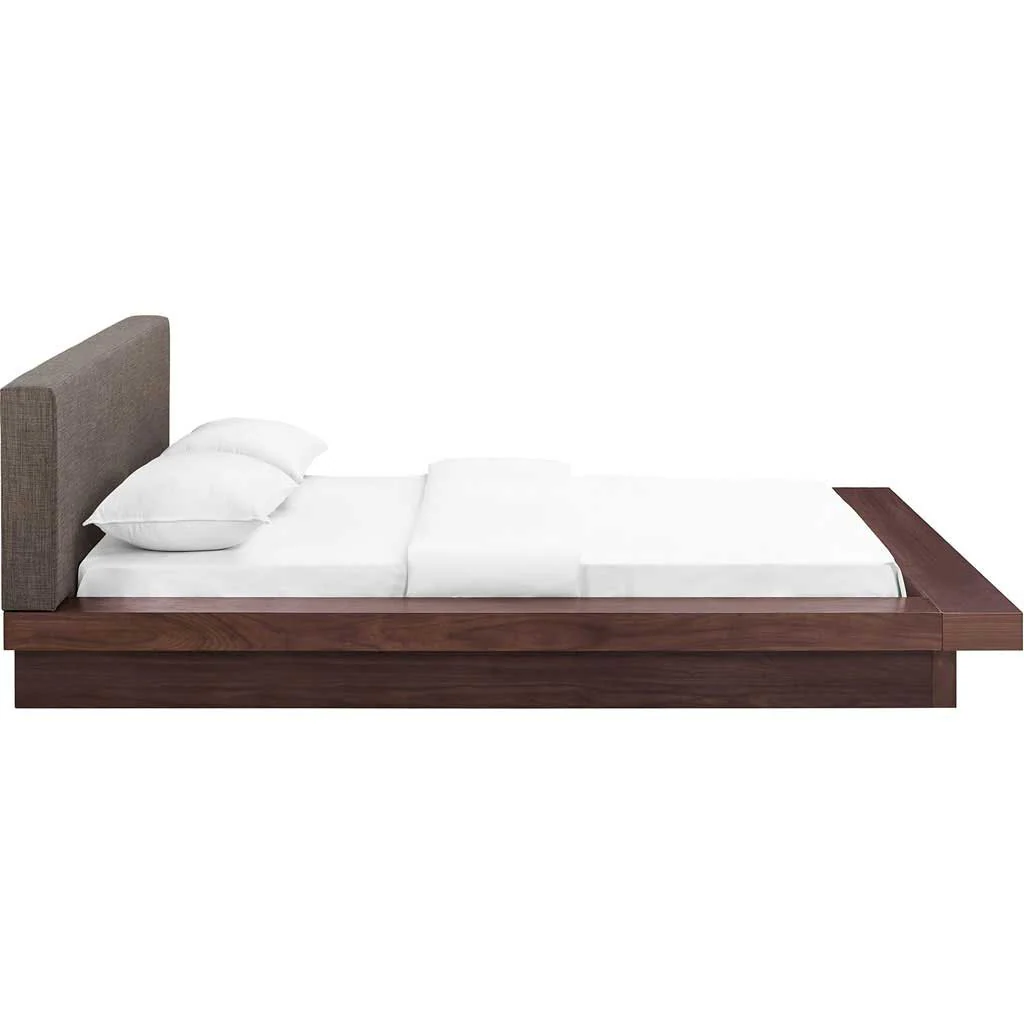 Freyja Fabric Platform Bed Walnut/Brown - Image 2
