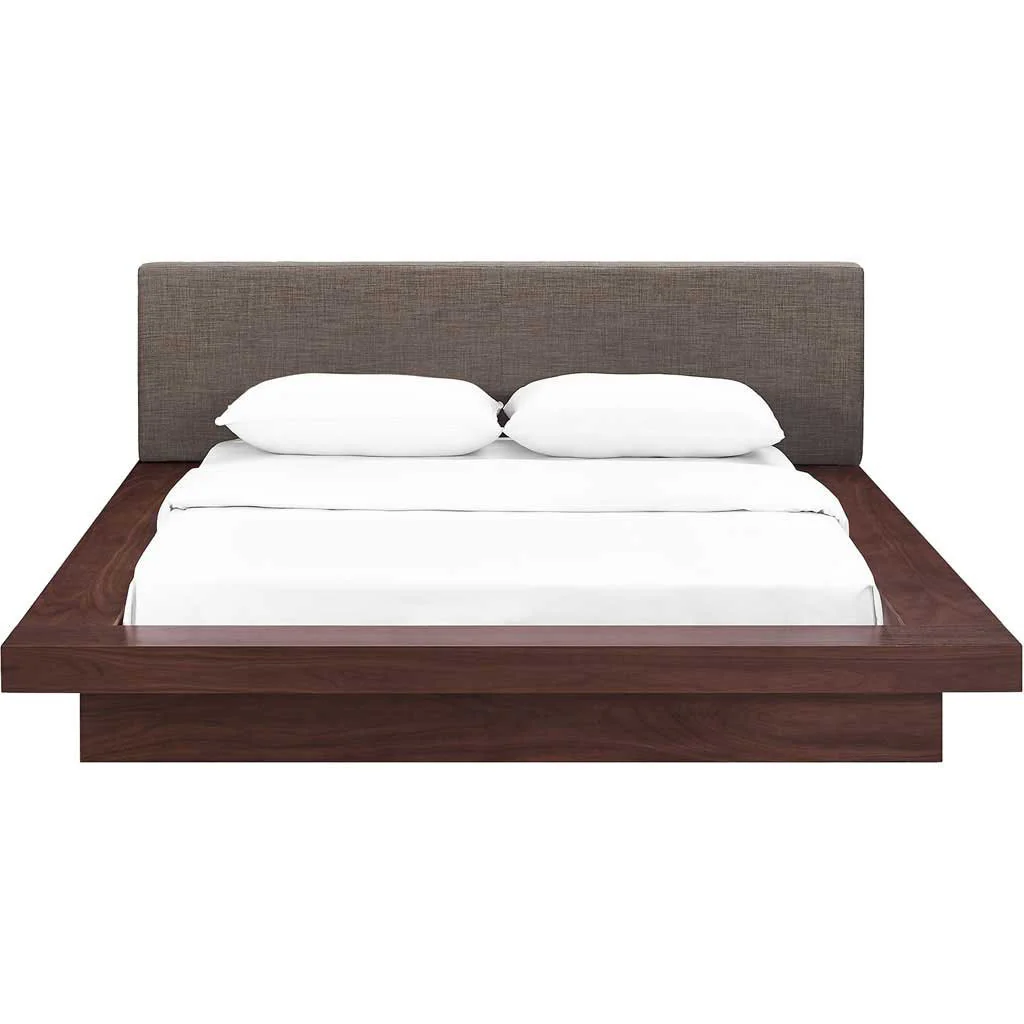 Freyja Fabric Platform Bed Walnut/Brown - Image 3