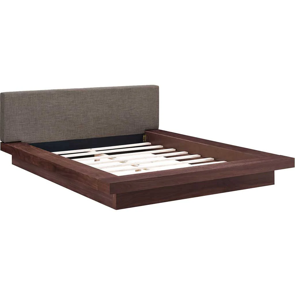 Freyja Fabric Platform Bed Walnut/Brown - Image 4