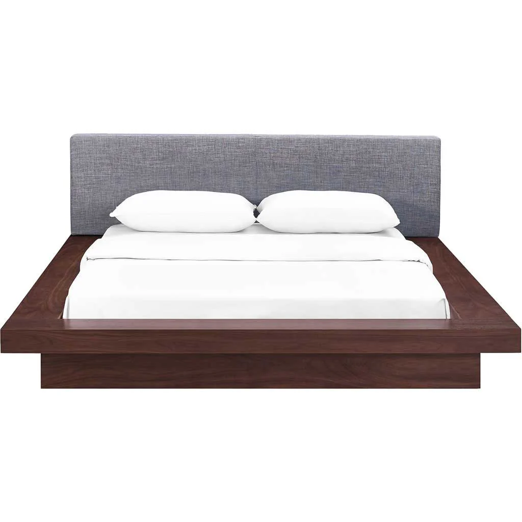 Freyja Fabric Platform Bed Walnut/Gray - Image 3