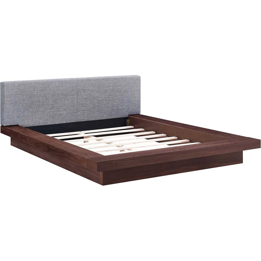 Freyja Fabric Platform Bed Walnut/Gray - Image 4
