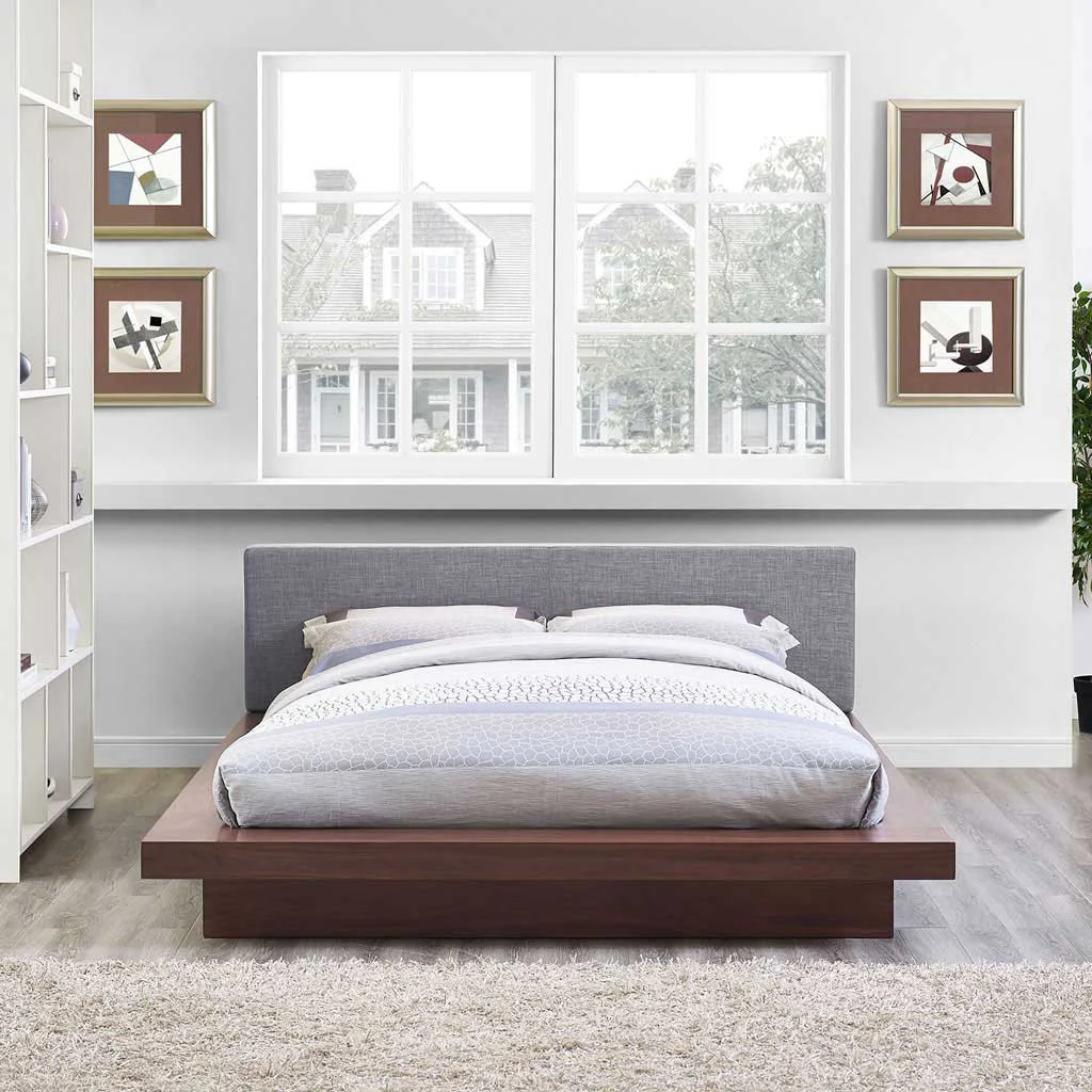Freyja Fabric Platform Bed Walnut/Gray - Image 5