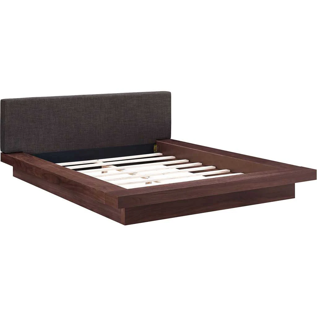 Freyja Fabric Platform Bed Walnut/Latte - Image 4