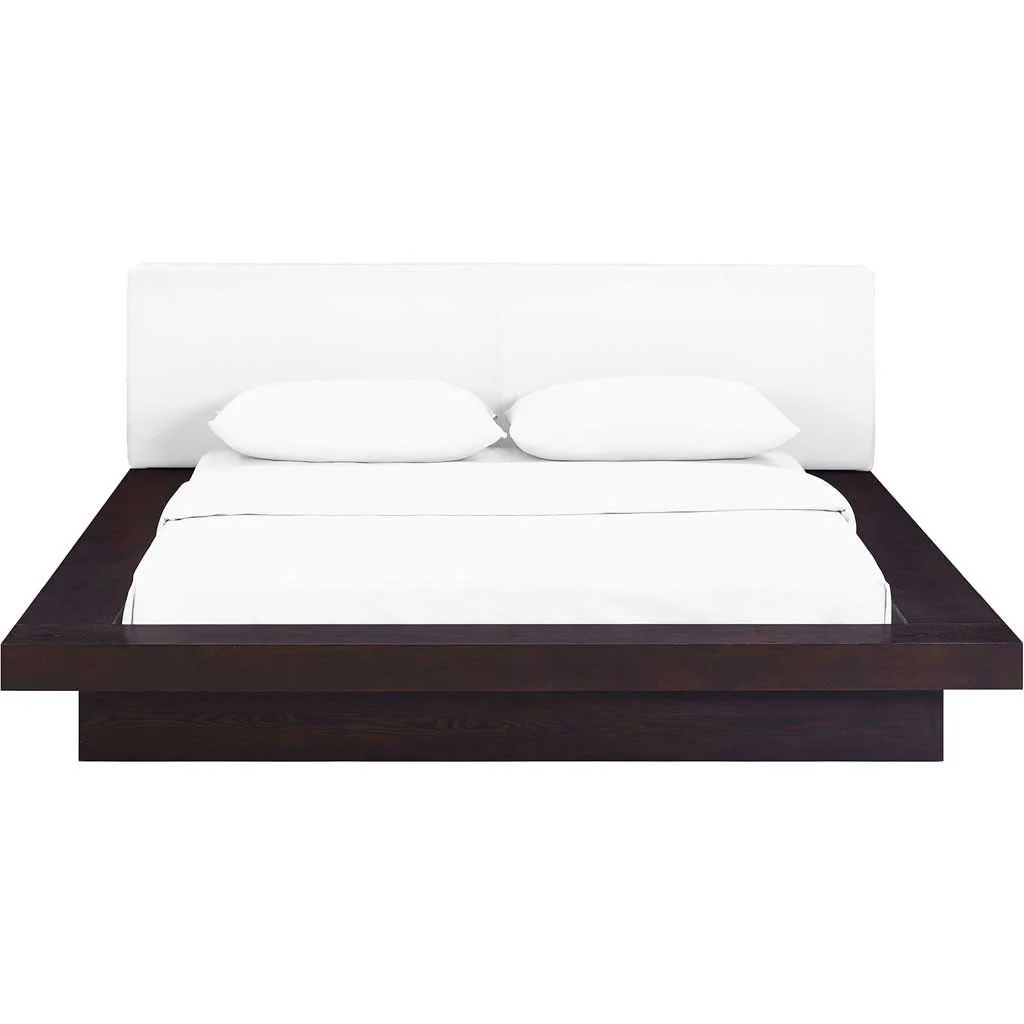 Freyja Vinyl Platform Bed Cappuccino/White - Image 3