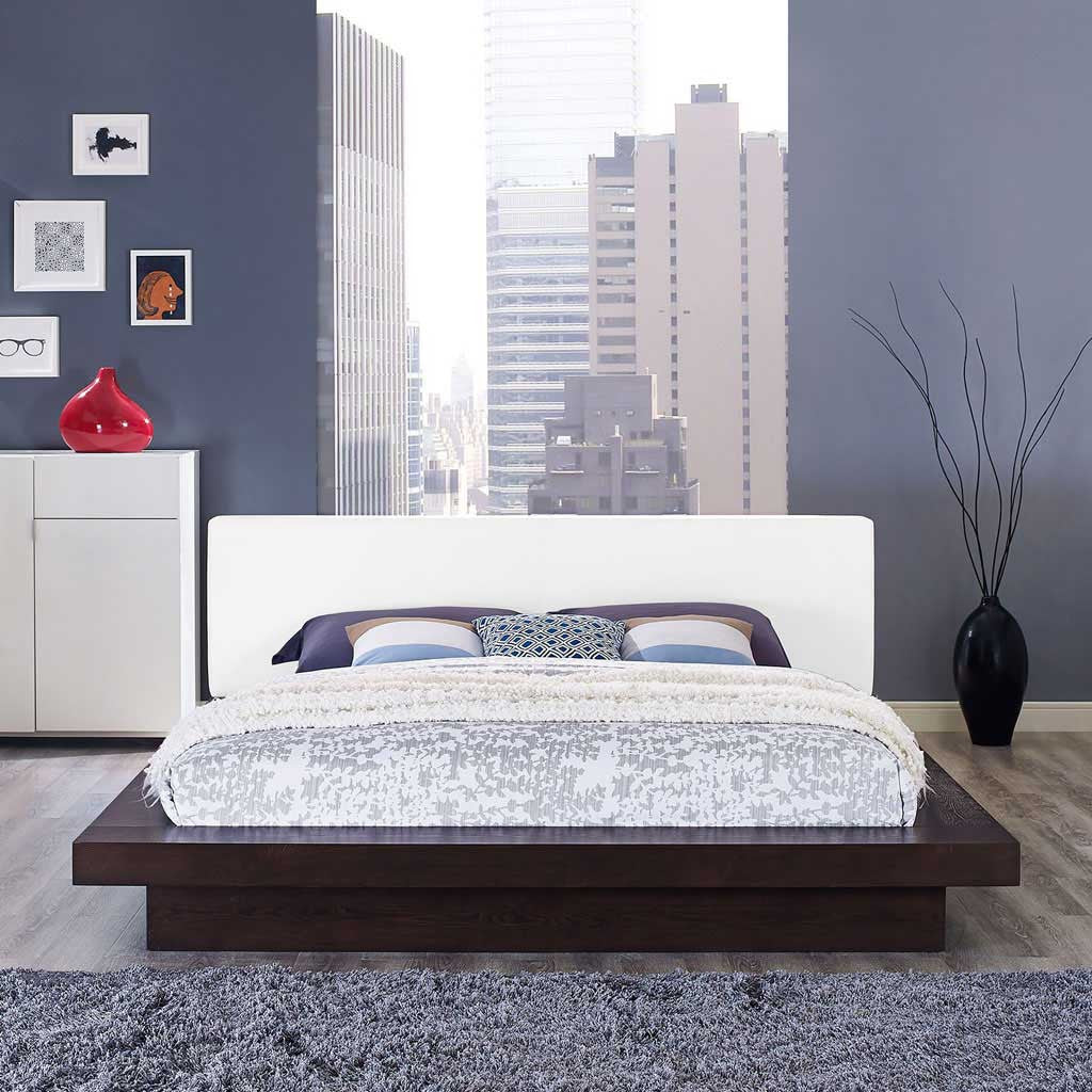 Freyja Vinyl Platform Bed Cappuccino/White - Image 5