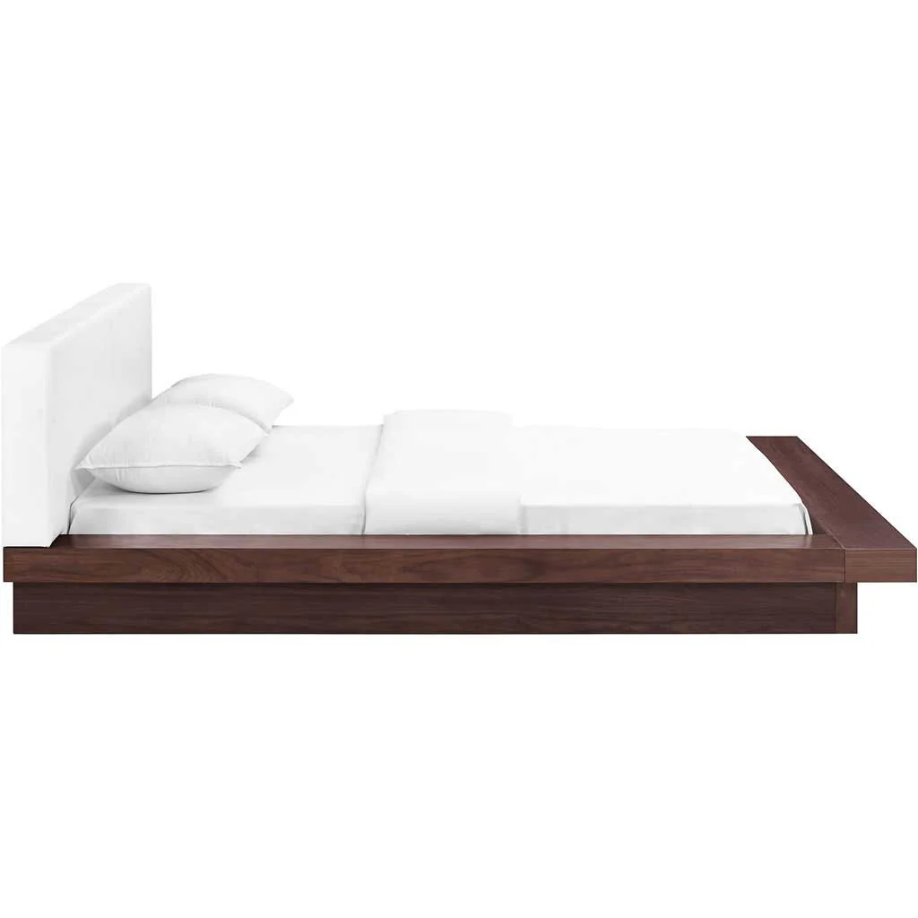 Freyja Vinyl Platform Bed Walnut/White - Image 2