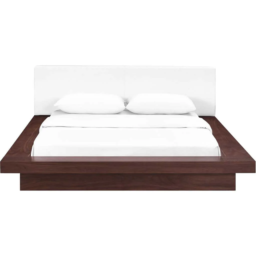 Freyja Vinyl Platform Bed Walnut/White - Image 3