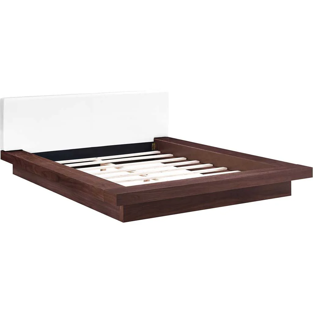 Freyja Vinyl Platform Bed Walnut/White - Image 4