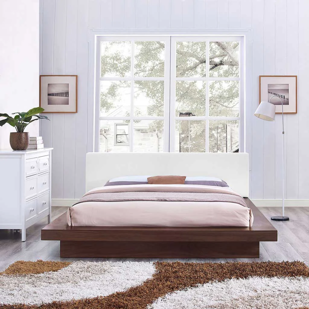 Freyja Vinyl Platform Bed Walnut/White - Image 5