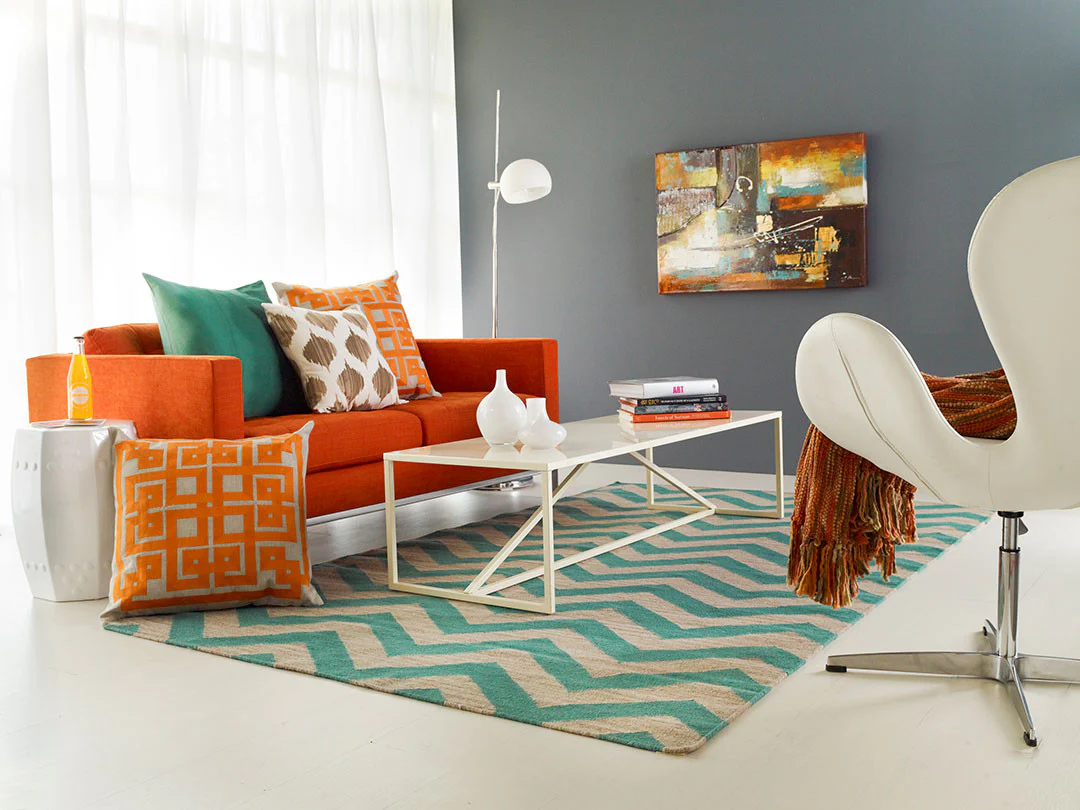 Frontier Chevron Teal/Ivory Area Rug - Image 2