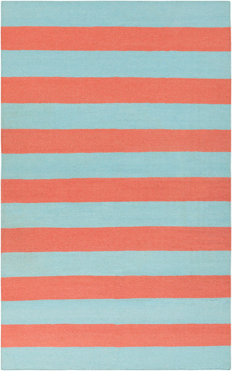 Frontier Striped Coral/Aqua Area Rug - Image 2