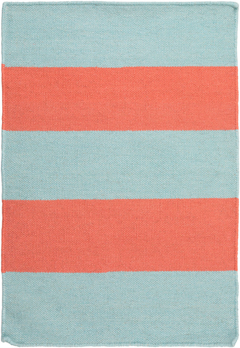 Frontier Striped Coral/Aqua Area Rug - Image 3