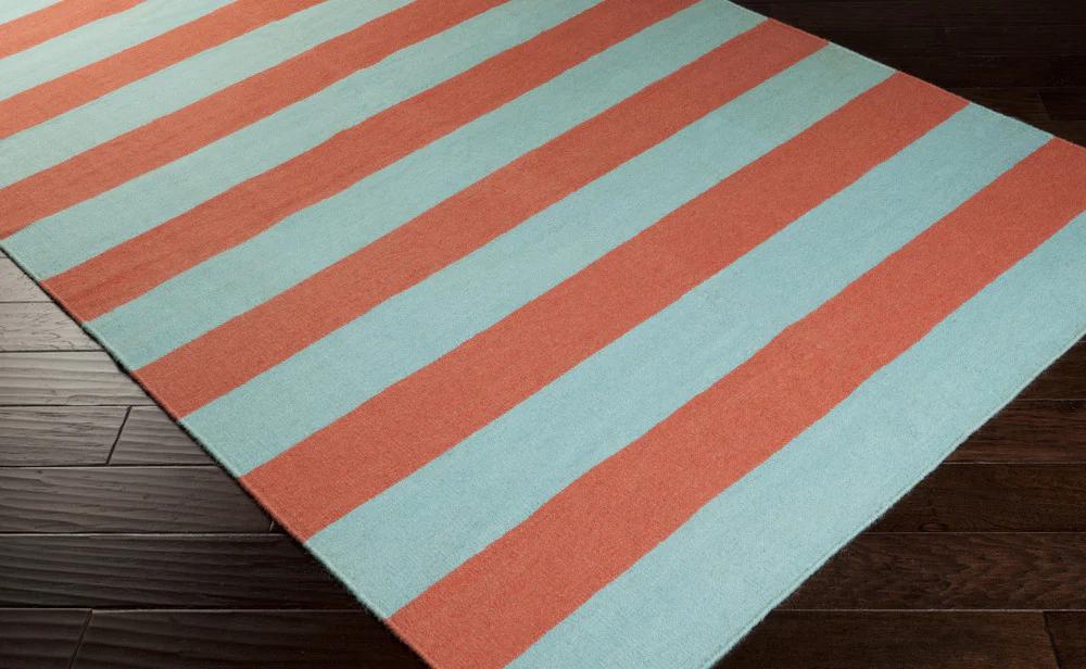 Frontier Striped Coral/Aqua Area Rug - Image 4