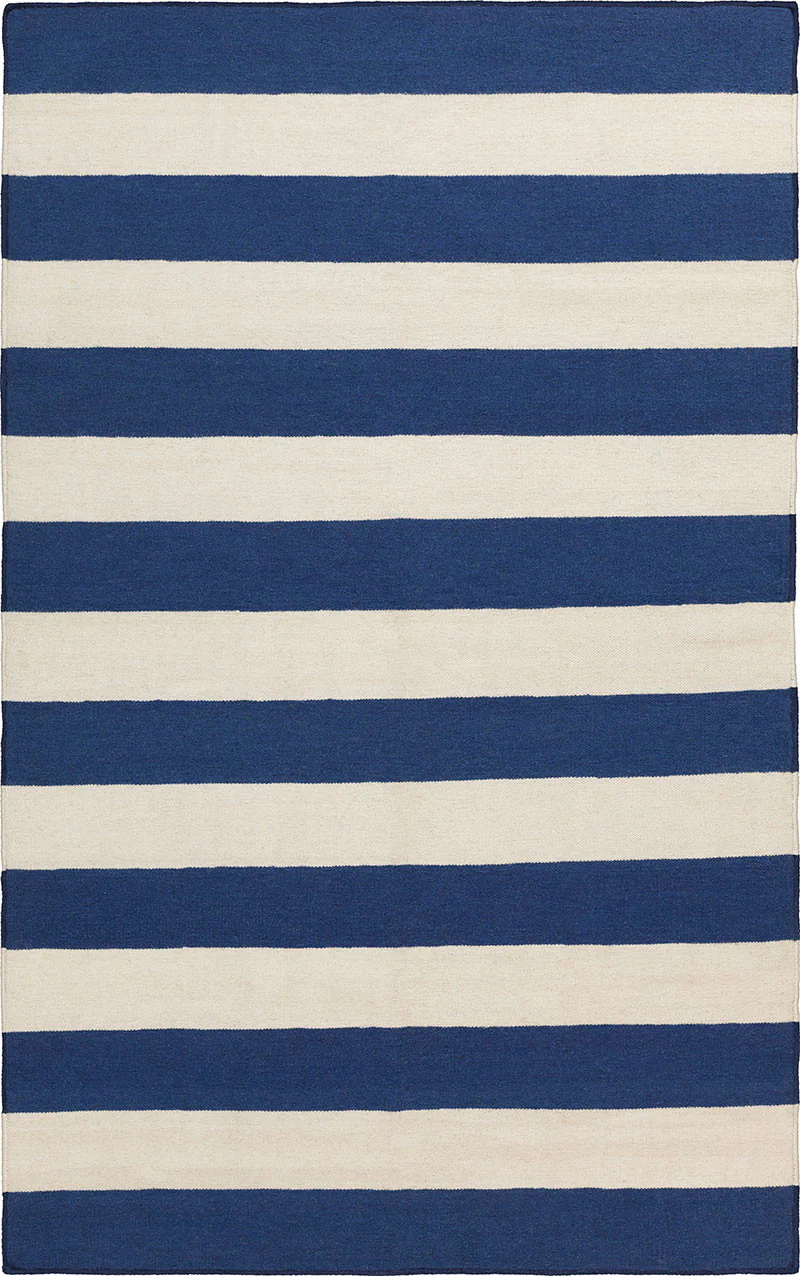 Frontier Striped Ivory/Cobalt Area Rug - Image 2