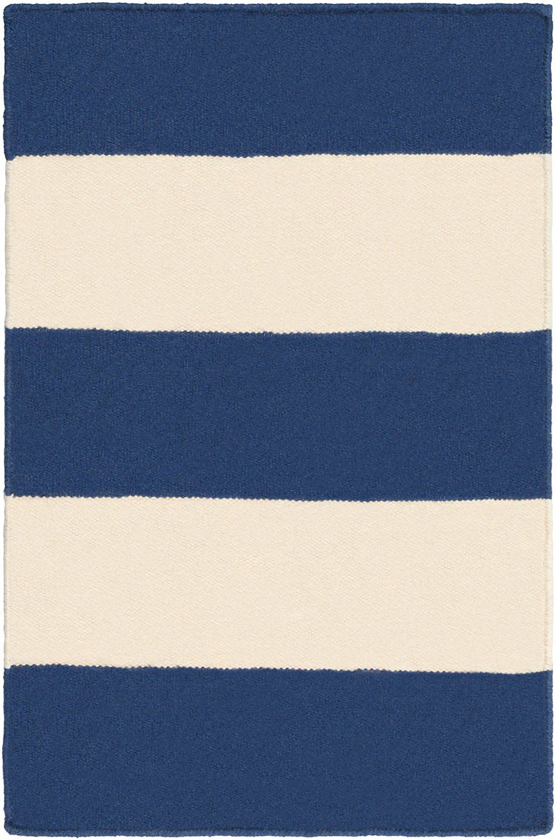Frontier Striped Ivory/Cobalt Area Rug - Image 3