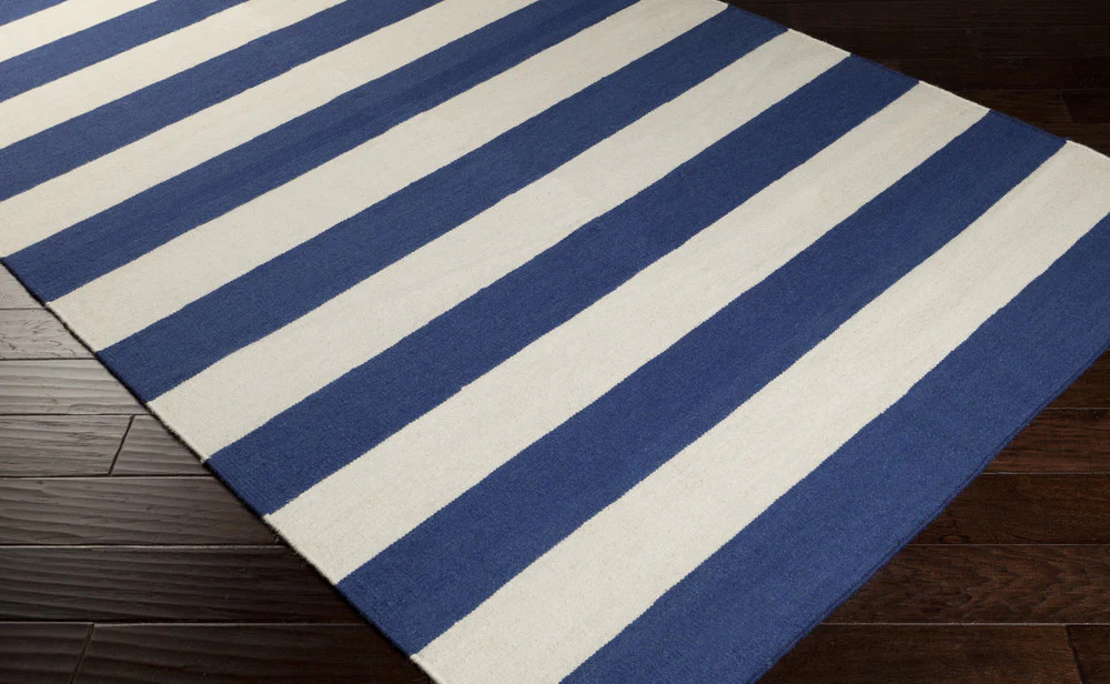 Frontier Striped Ivory/Cobalt Area Rug - Image 4