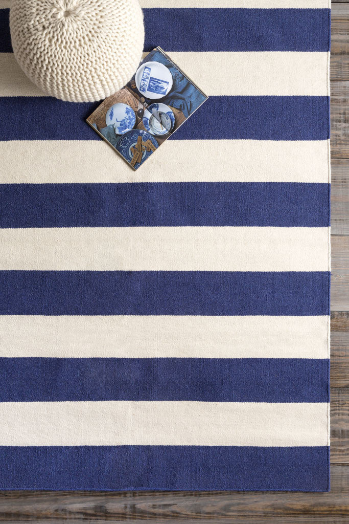 Frontier Striped Ivory/Cobalt Area Rug - Image 5
