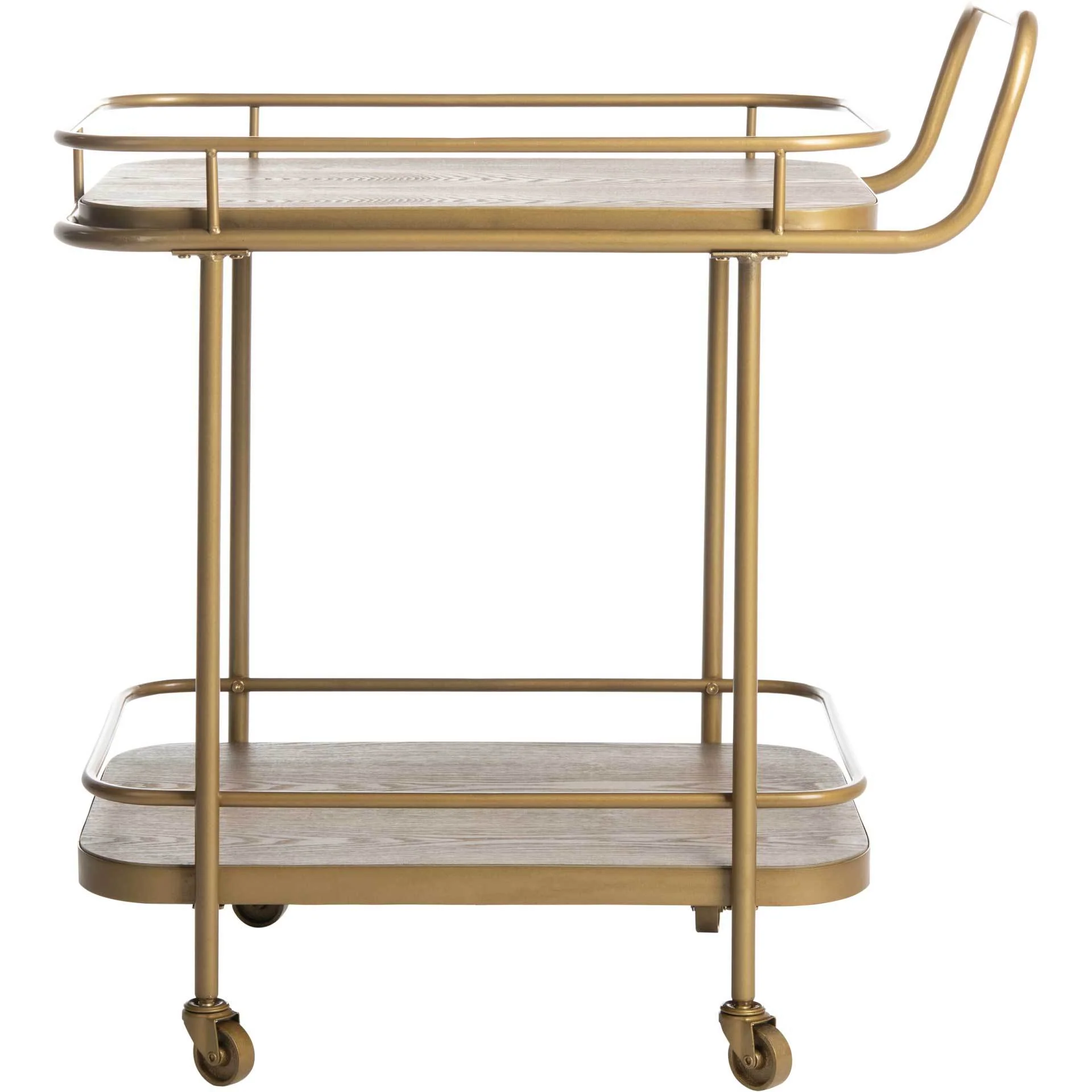 Gabriela 2 Tier Rectangle Bar Cart Rustic Oak/Gold - Image 2