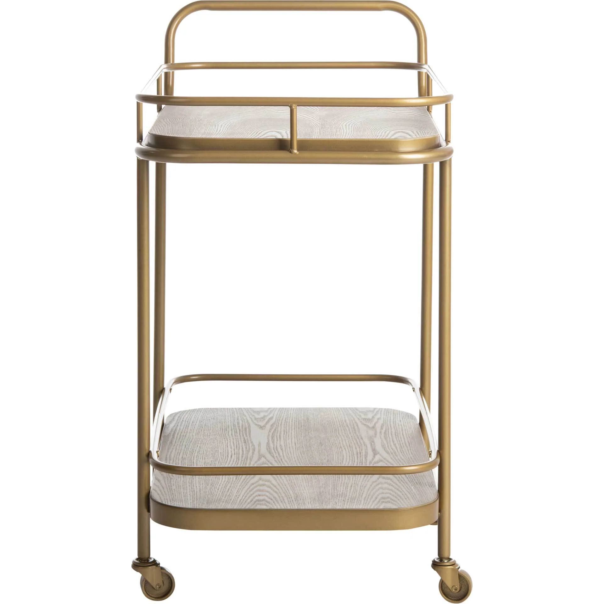 Gabriela 2 Tier Rectangle Bar Cart Rustic Oak/Gold - Image 3
