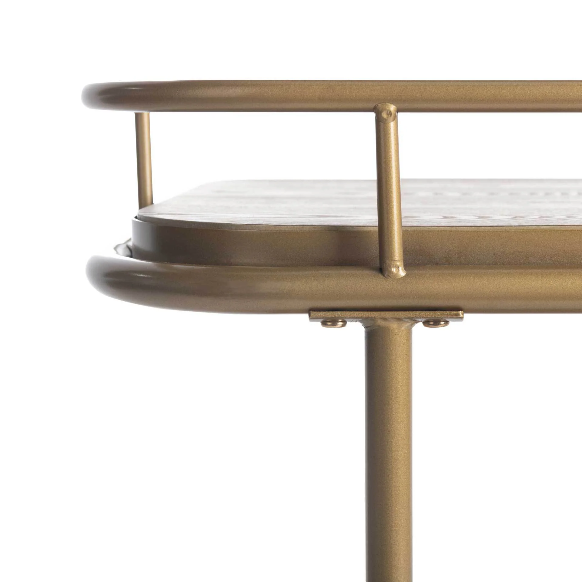 Gabriela 2 Tier Rectangle Bar Cart Rustic Oak/Gold - Image 5