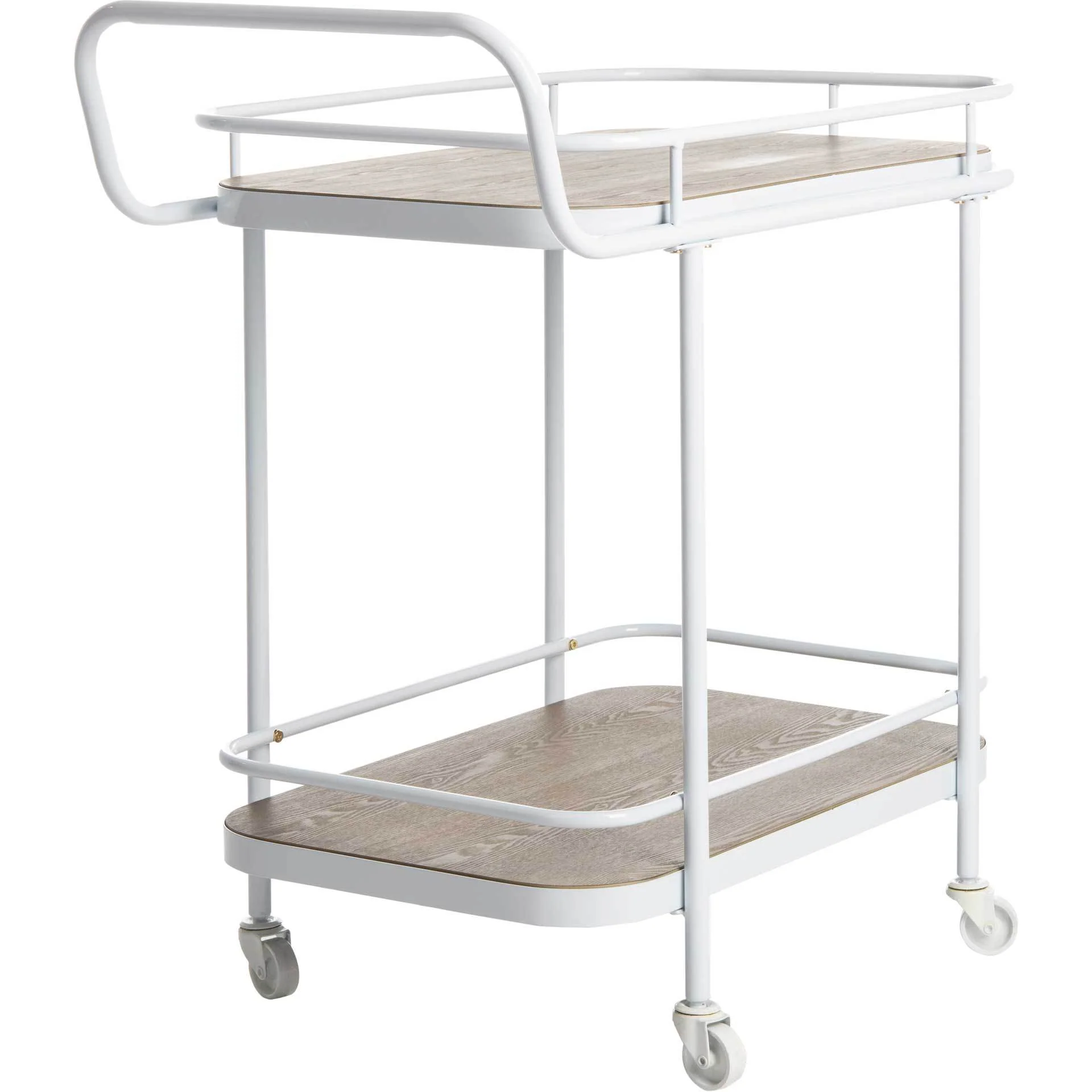 Gabriela 2 Tier Rectangle Bar Cart Rustic Oak/White - Image 3