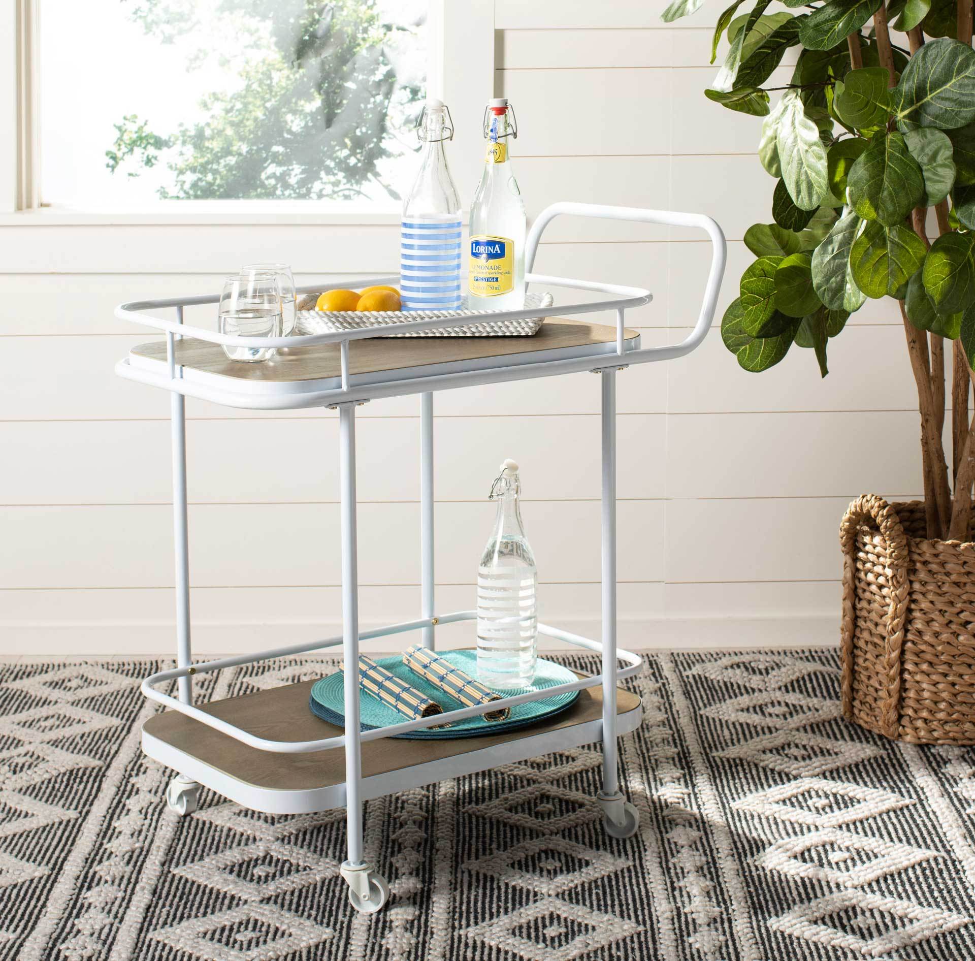 Gabriela 2 Tier Rectangle Bar Cart Rustic Oak/White - Image 8