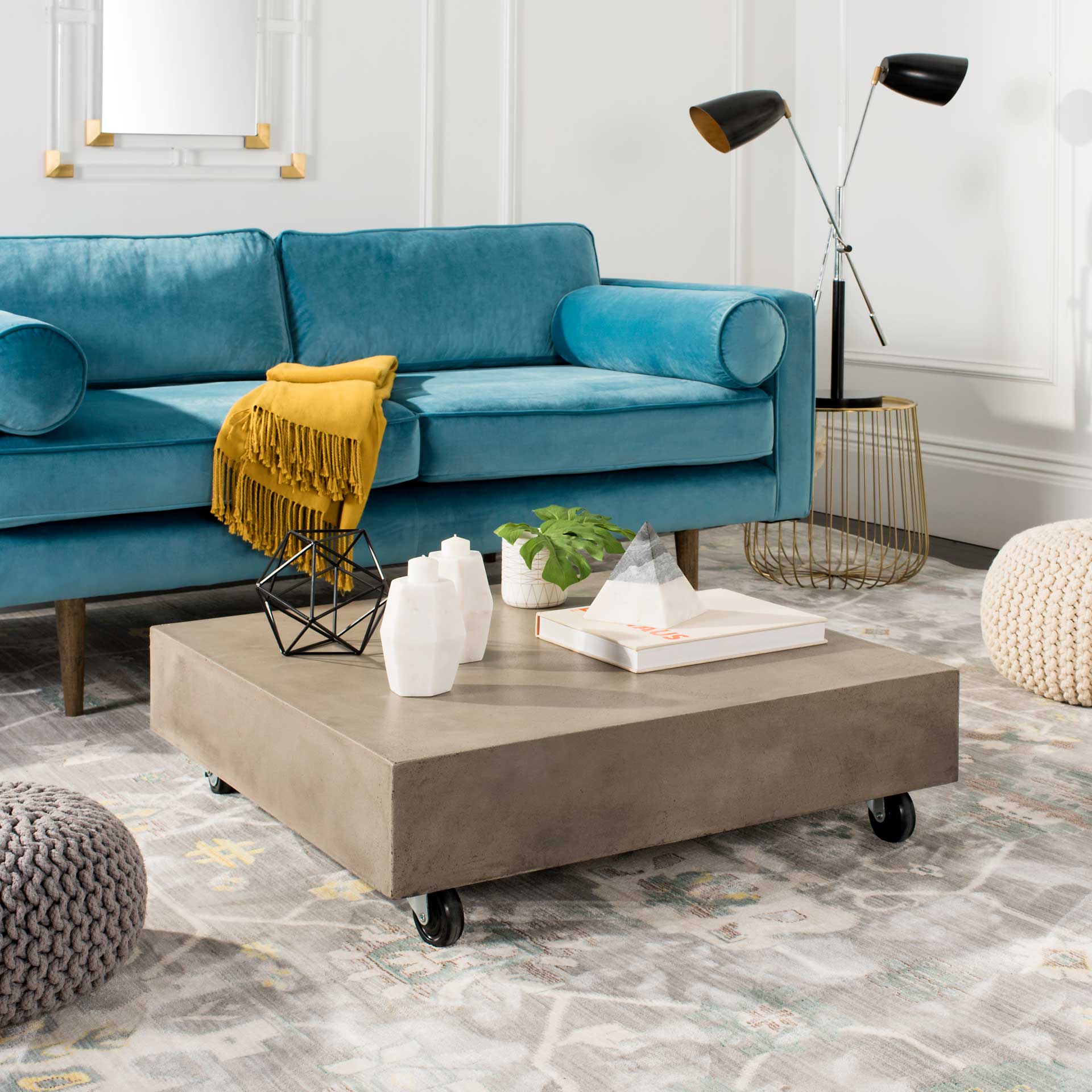 Gabrielle Modern Concrete Coffee Table Dark Gray - Image 4