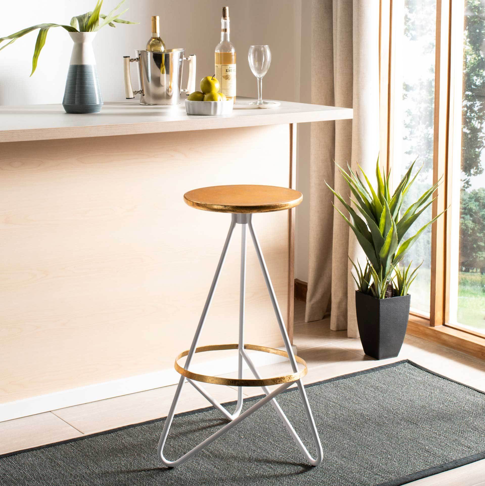 Gael Bar Stool White/Gold Top - Image 4